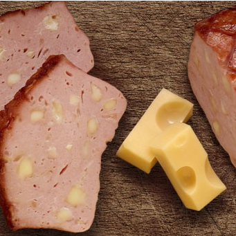 Leberkäse mit Emmentalerkäse